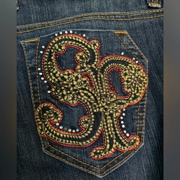 South Pole Jeans Womens Leg Rhinestone Embellished Pocket 8” Rise 30” Inseam Y2K - Picture 4 of 10
